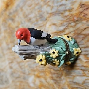 🎉HOST PICK 🥳 RED HEADED WOODPECKER BIRD Trinket  Box